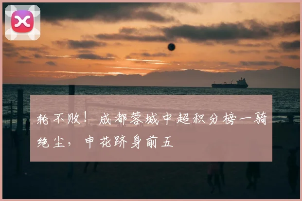 轮不败!成都蓉城中超积分榜一骑绝尘,申花跻身前五